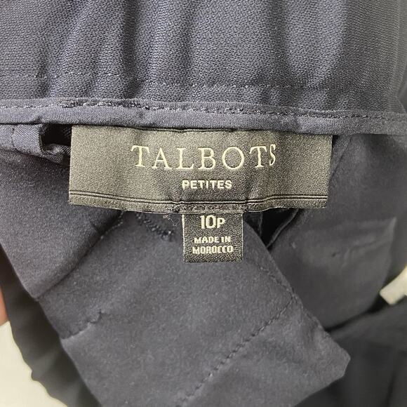 Talbots Pants Womens 10 Petite Navy Blue Stretch Drawstring Comfort Pockets - Picture 4 of 5